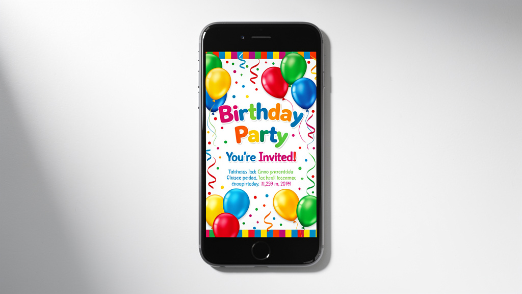 Digital birthday invitation on smartphone screen