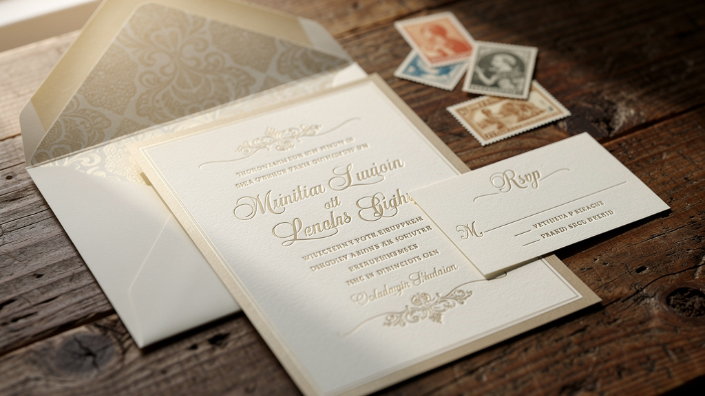 Complete printed invitation suite with envelopes