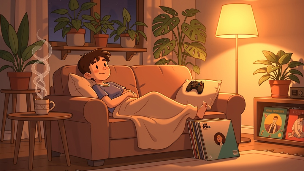 Cosy evening relaxation with cannabis at home