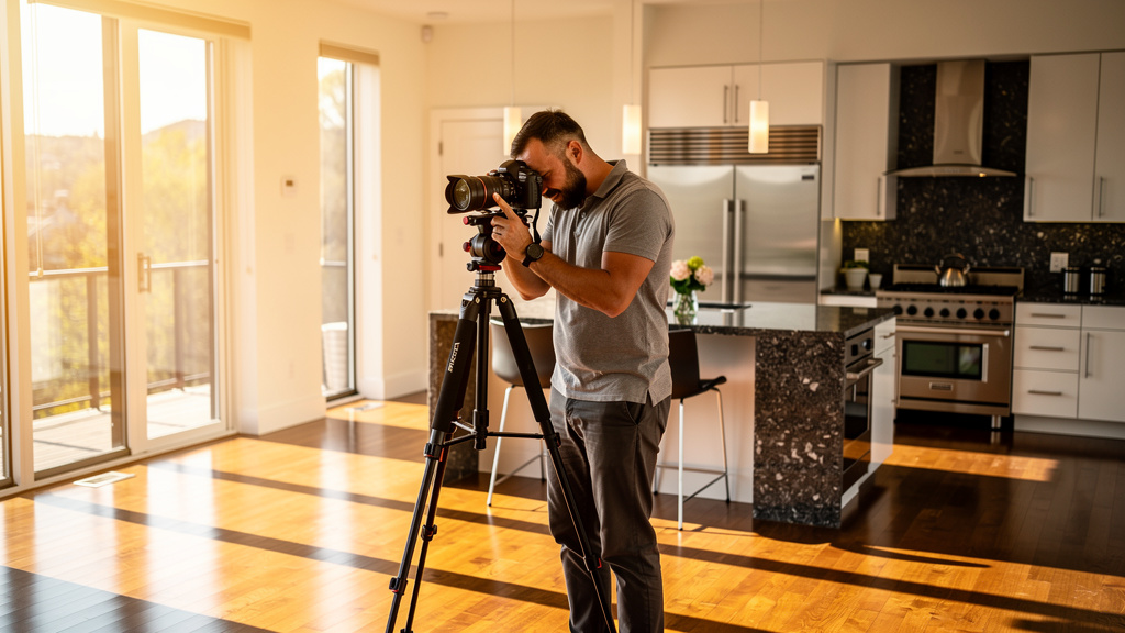 Professional photographer capturing home listing images