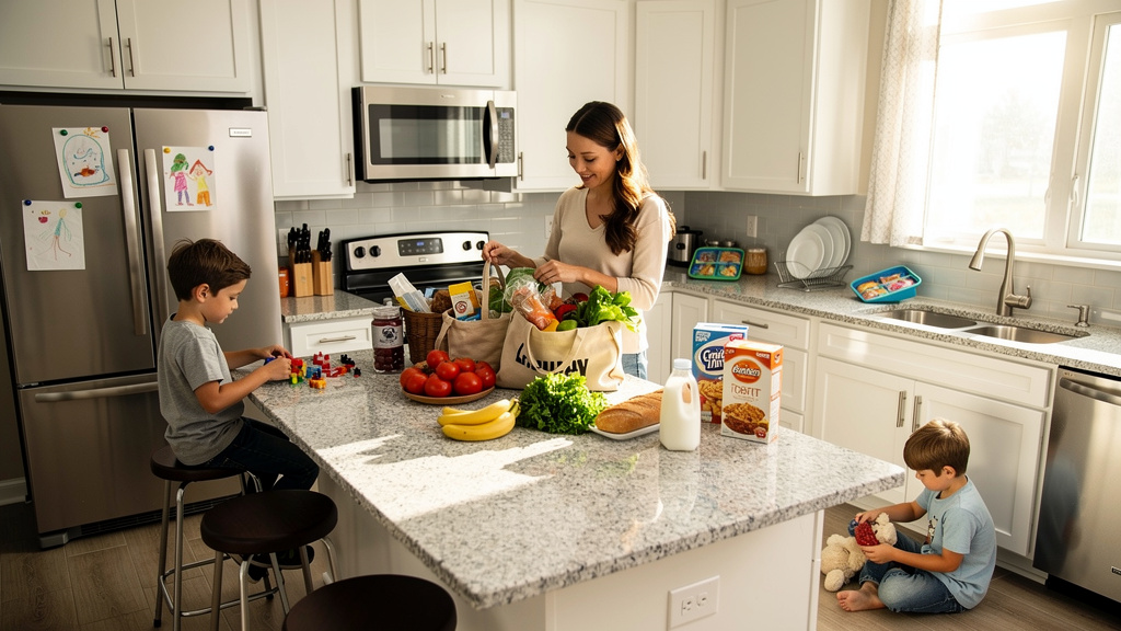 Family managing daily grocery expenses
