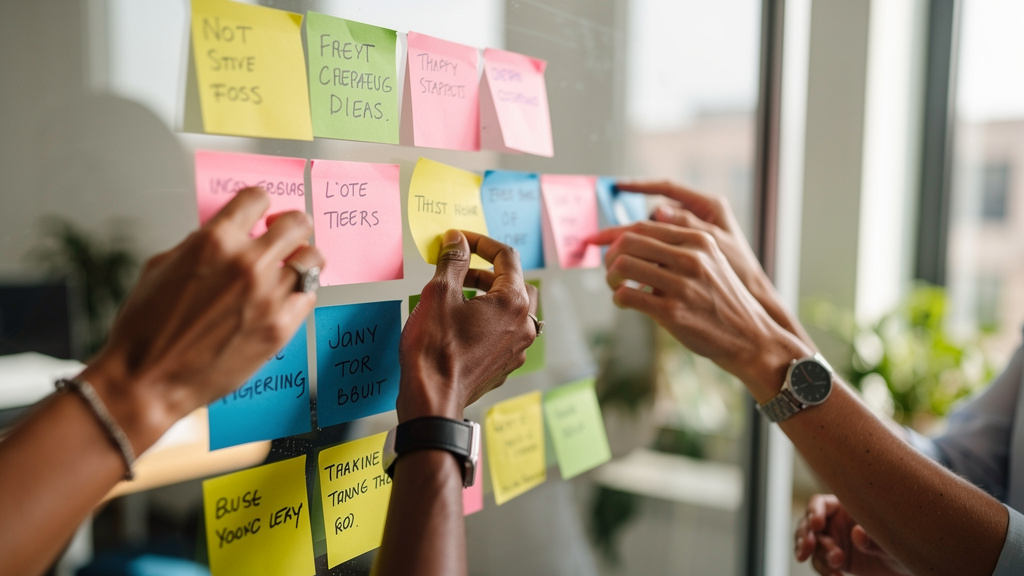 Team organizing customer segments visually