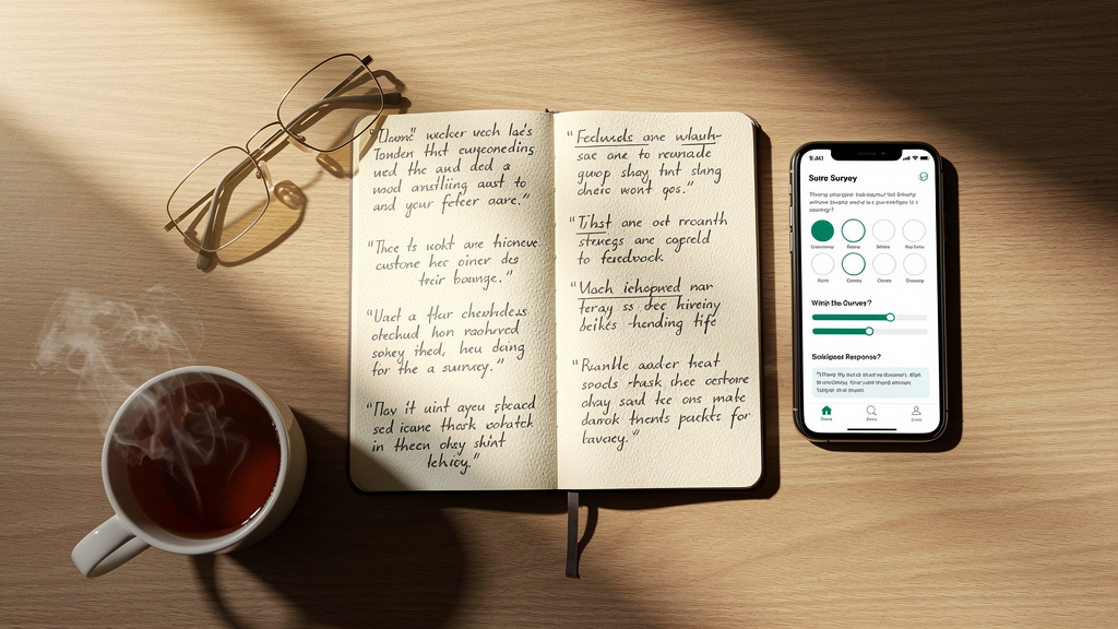 Survey responses and customer feedback notes