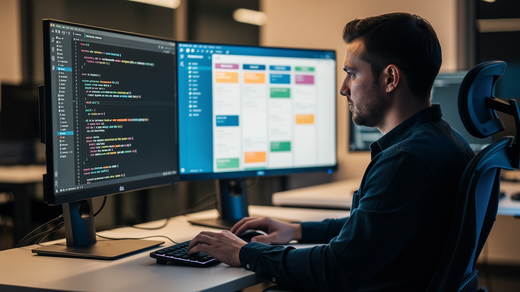 Developer managing tasks with automated workflows