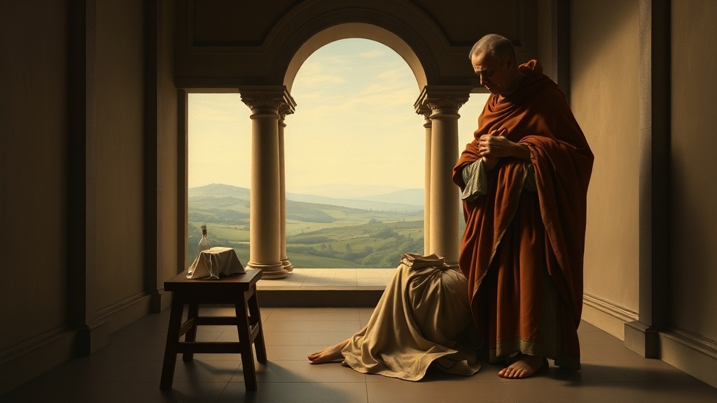 Allegorical contemplative scene