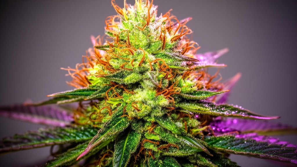 Detailed view of Gorilla Glue bud structure and trichomes