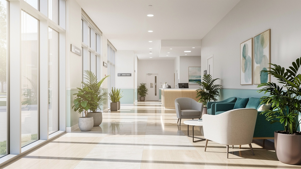 Modern fertility clinic interior with welcoming atmosphere