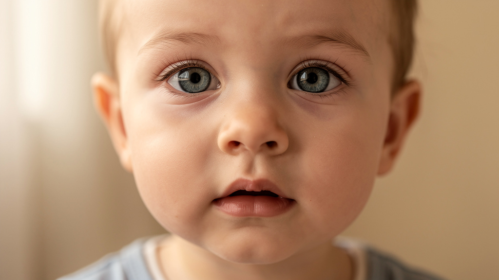 Young child showing subtle eye misalignment