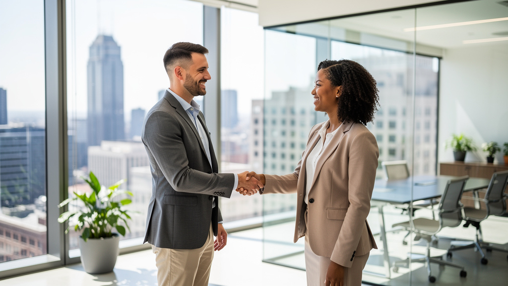 Successful recruiter and candidate meeting