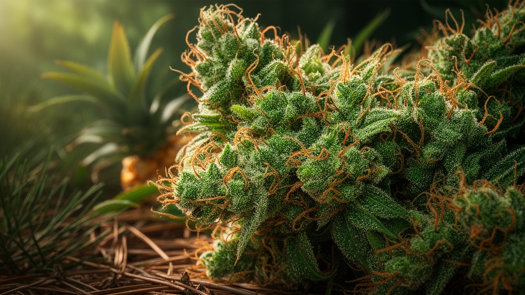 Detailed view of Pineapple Express strain bud structure