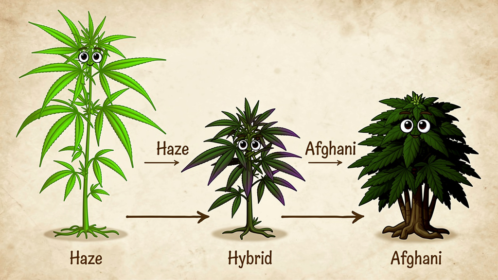 Cannabis genetics showing Haze and Afghani lineage combination