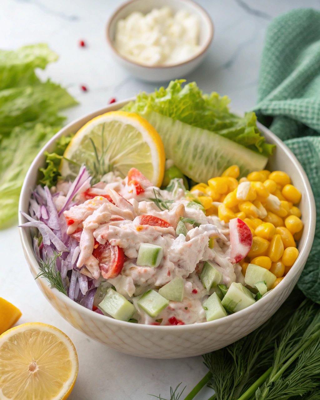 Creamy Seafood Salad with Imitation Crab Ingredients