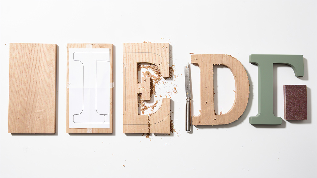 Étapes de fabrication d'une lettre en bois