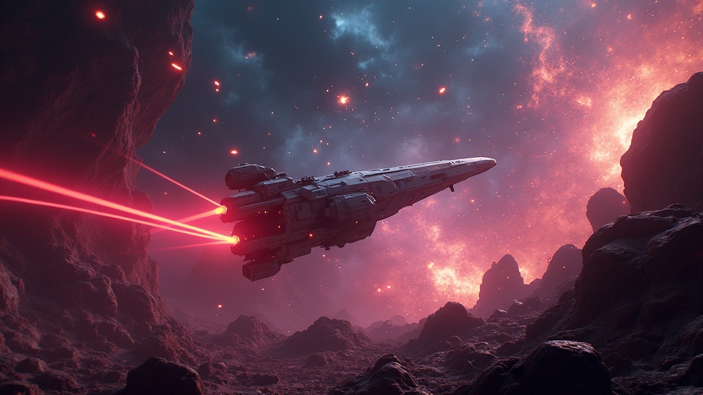 Detalle del HUD y la cabina futurista en VR Blasteroids el shooter arcade