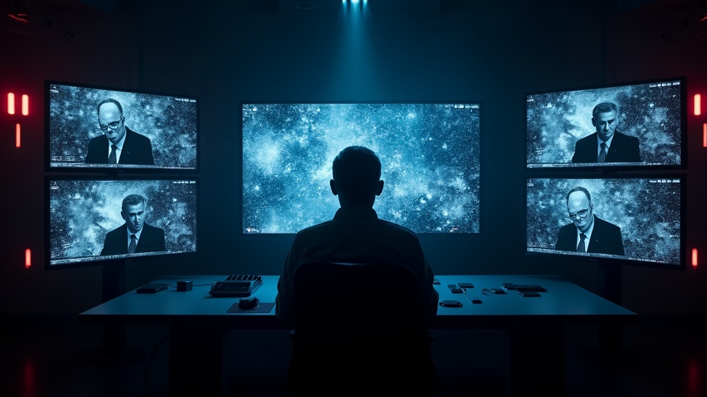 Representación visual de un noticiero falso generado por IA sobre Emmanuel Macron