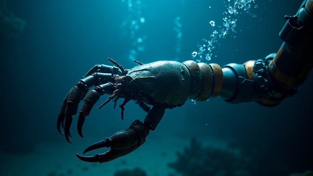 Detalle del exoesqueleto para biorobots de crustáceos muertos de la EPFL