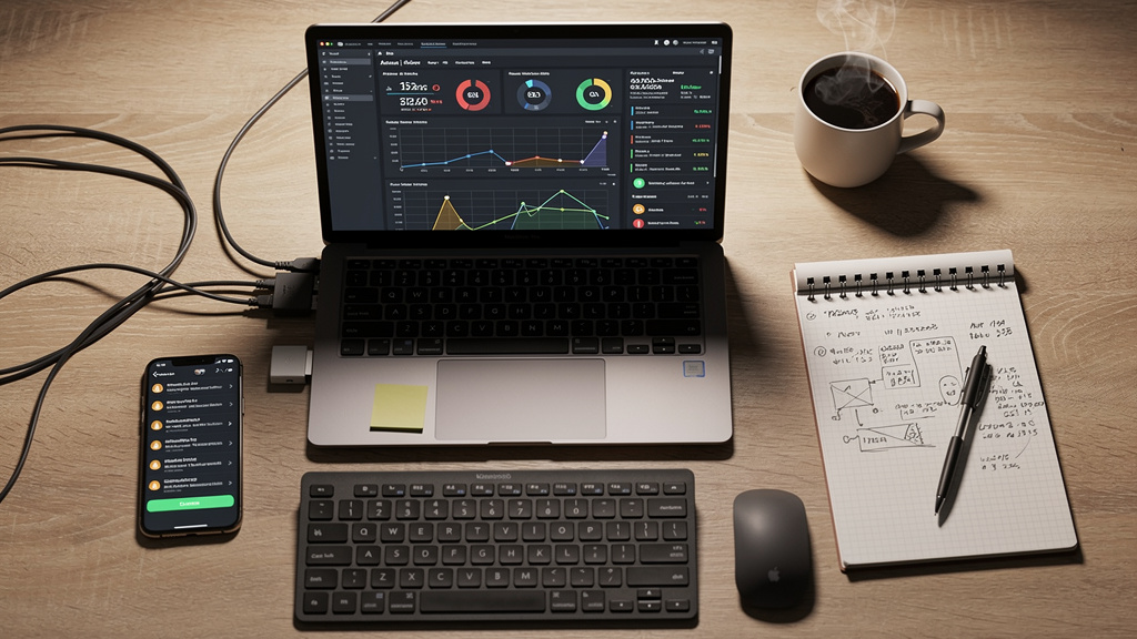 Network engineer workstation with monitoring tools
