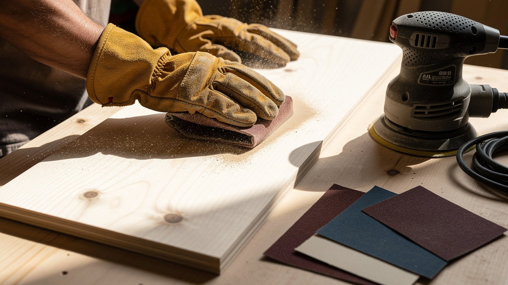 Sanding wood surface for sign preparation