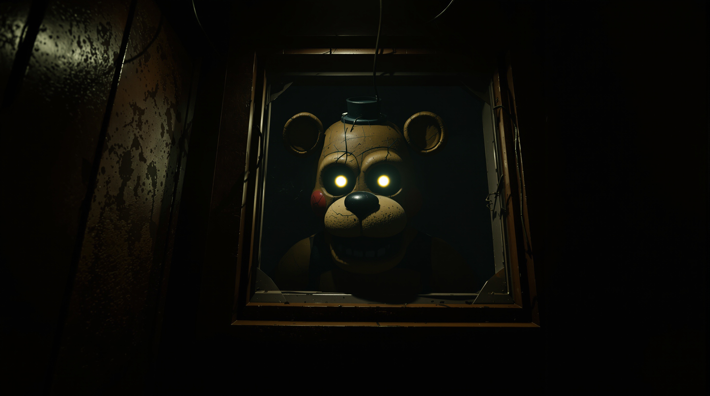Primer plano de Freddy Fazbear en Five Nights at Freddy’s: Help Wanted, mostrando texturas detalladas