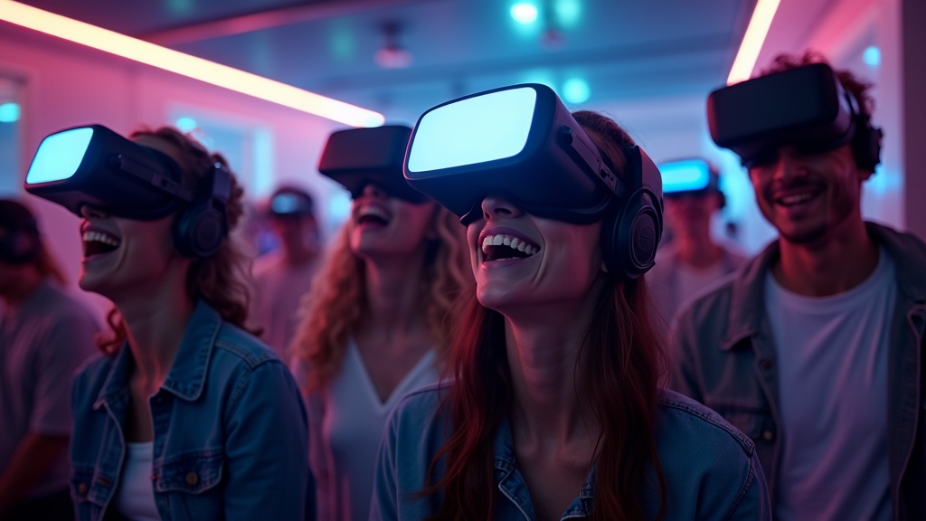 Grupo de amigos colaborando en el escape room VR Mission Sigma