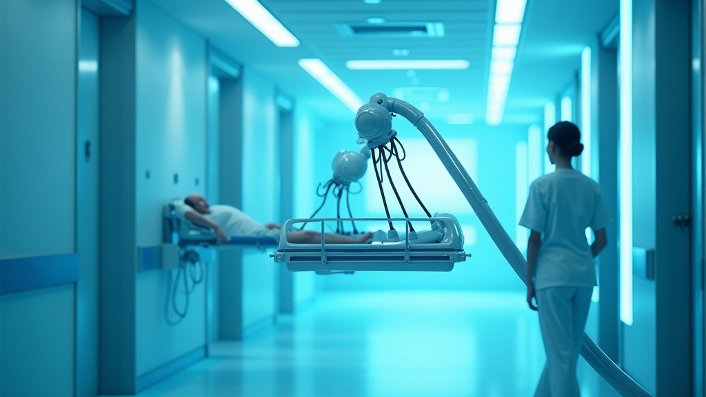 Robot enredadera para hospitales deslizándose bajo un paciente simulado