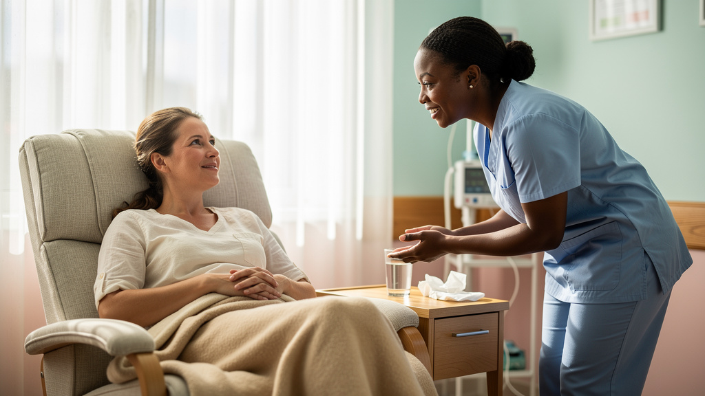 Nurse providing post-procedure care after IUI treatment