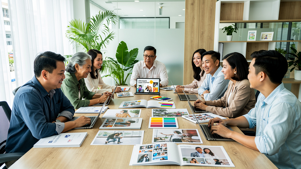 Creative team planning integrated marketing campaigns