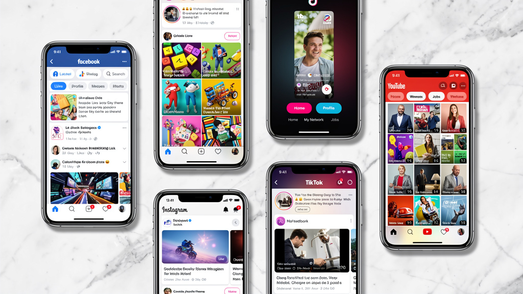 Various digital platforms displayed across multiple mobile devices