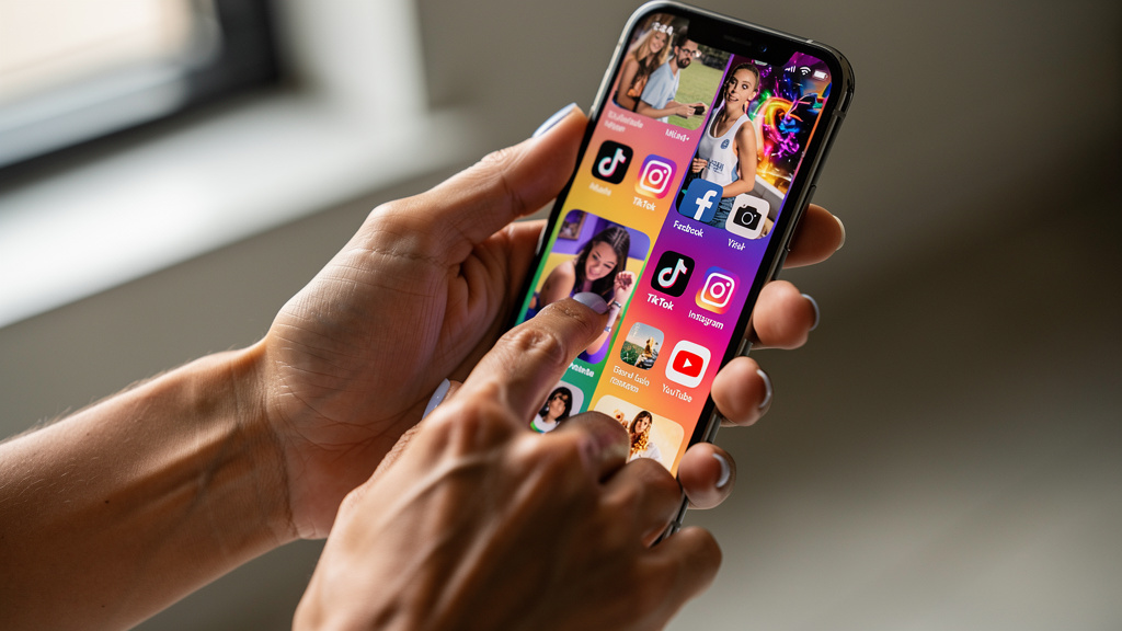 Filipino consumer browsing multiple social media platforms on smartphone