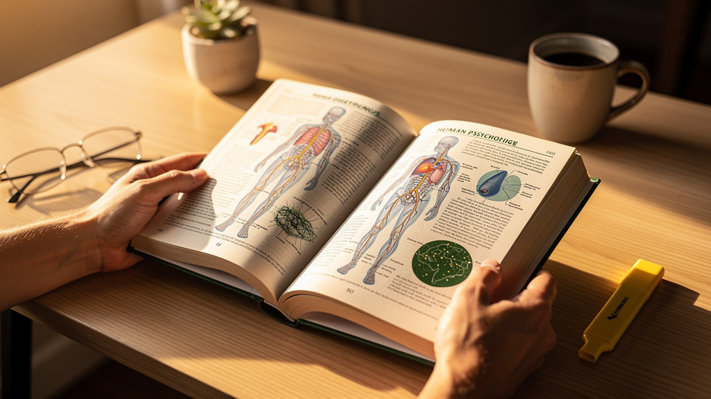 Open book about psychology and anatomy for education