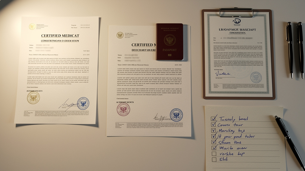 Organised medical documentation and certificates for application