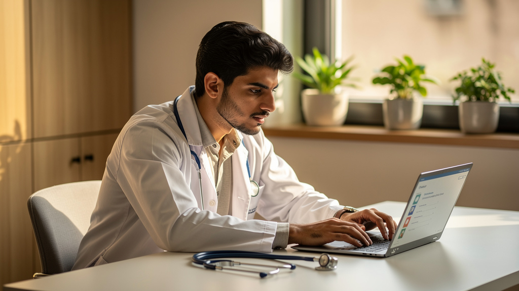 Doctor participating in free online CPD educational programme