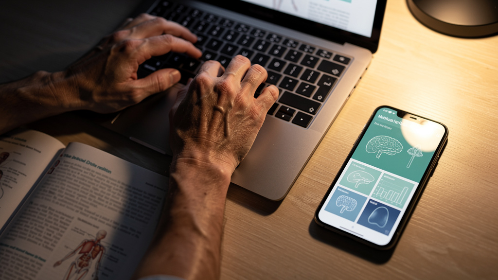 Medical professional accessing free CPD resources on digital devices