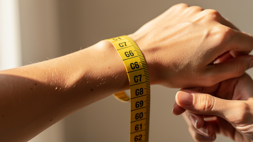 Measuring wrist circumference for open cuff bangles