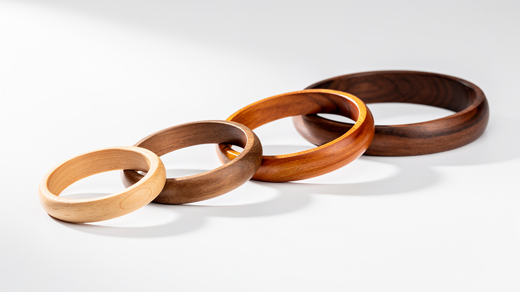 Range of wooden bangle sizes and widths