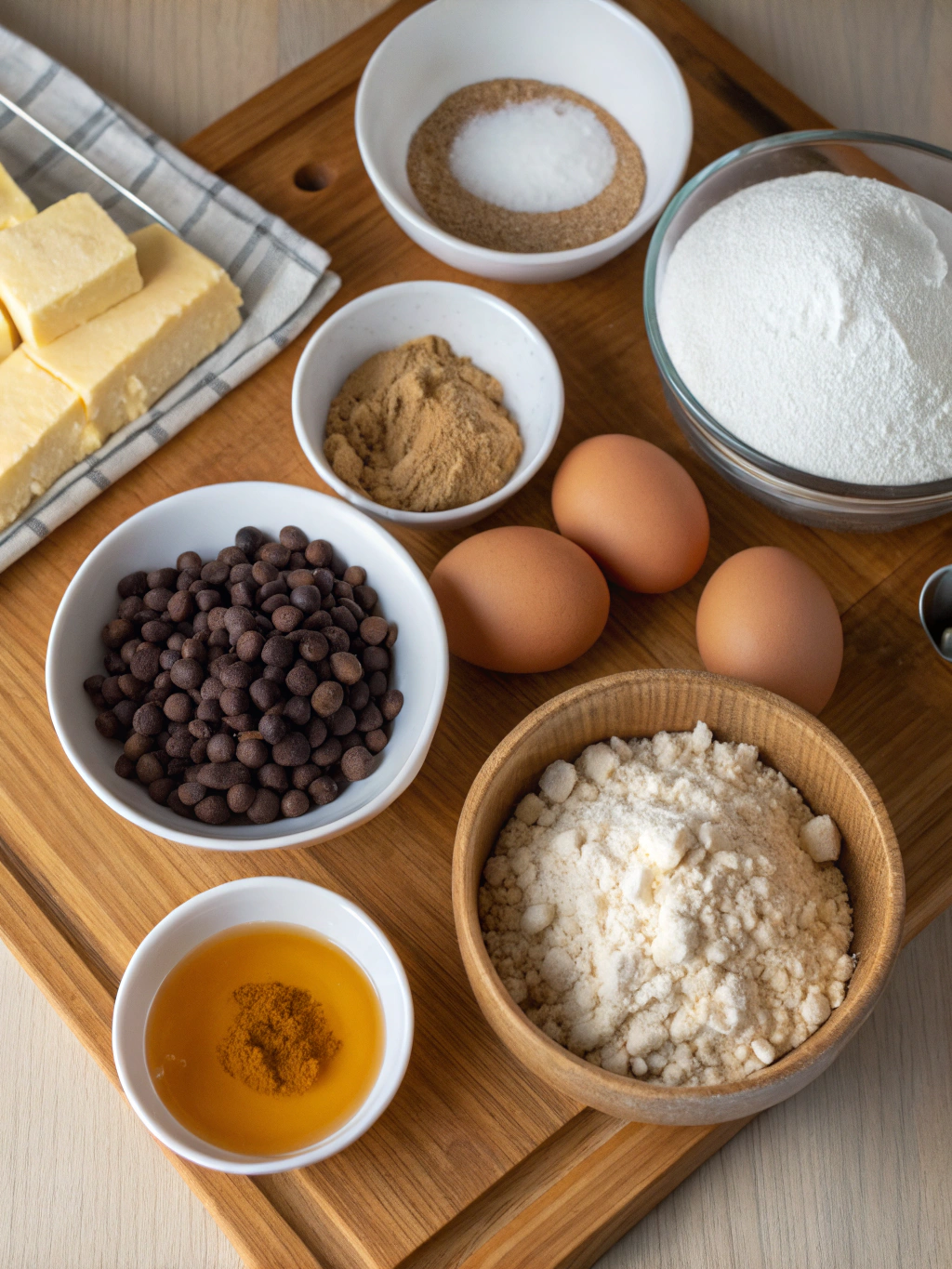 Ingredients for Brown Butter Chocolate Chip Cookies