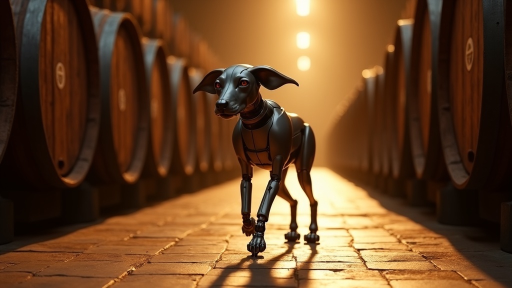 Primer plano de los sensores del Robot Spot whisky Bacardí