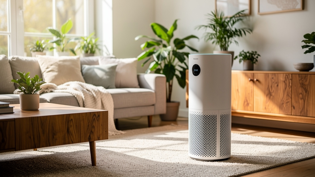 HEPA air purifier creating clean indoor air quality