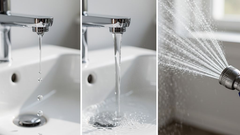 Three different water flow patterns showing architecture types