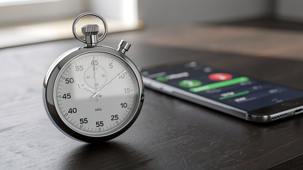 Stopwatch showing fifteen-minute time interval for response