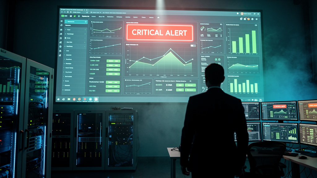 Operations center with real-time monitoring detecting deployment issues