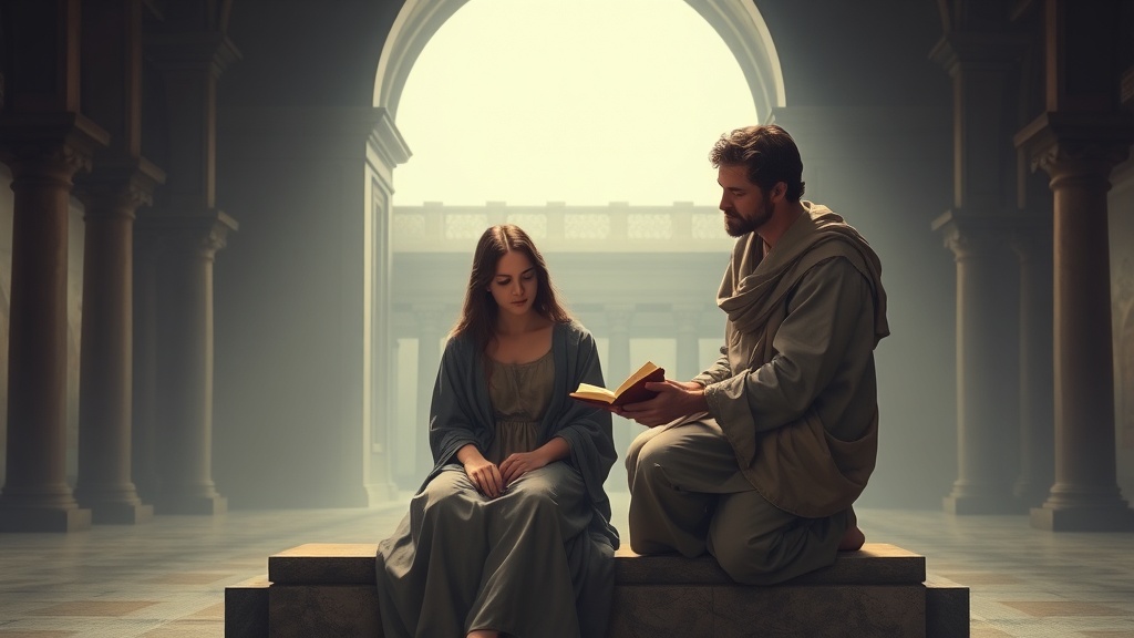 Allegorical scene of daily devotion