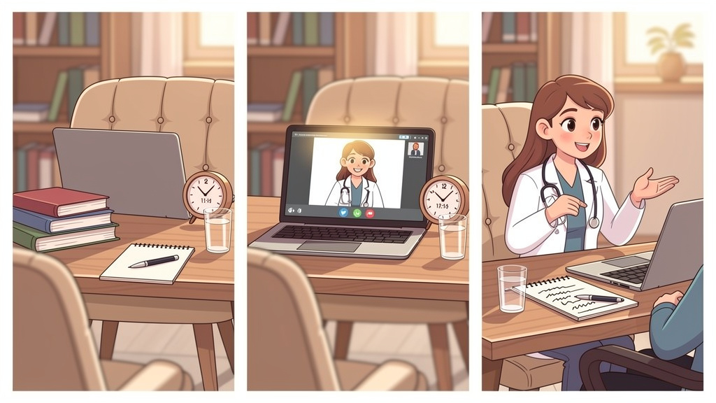Virtual medical cannabis consultation on laptop screen