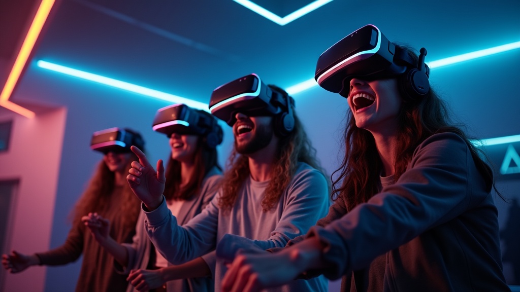 Equipo de empresa disfrutando de una experiencia inmersiva de Team Building en Virtua Barcelona