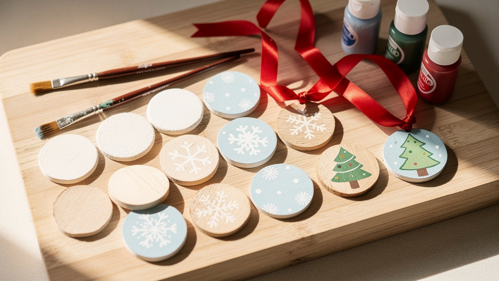 Hand-painted wood circle ornaments for beginners