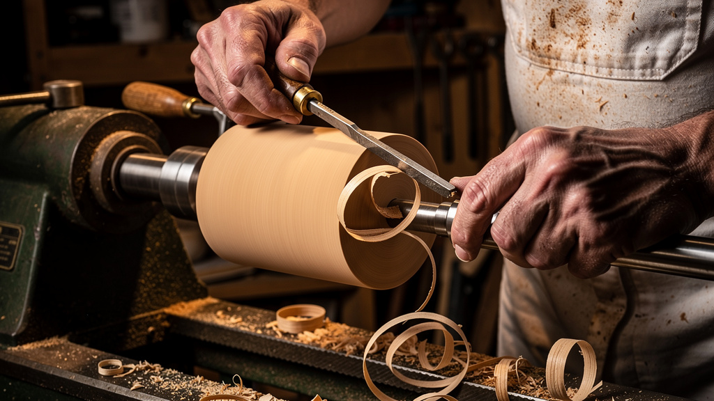 Artisan tournant du bois de buis sur tour
