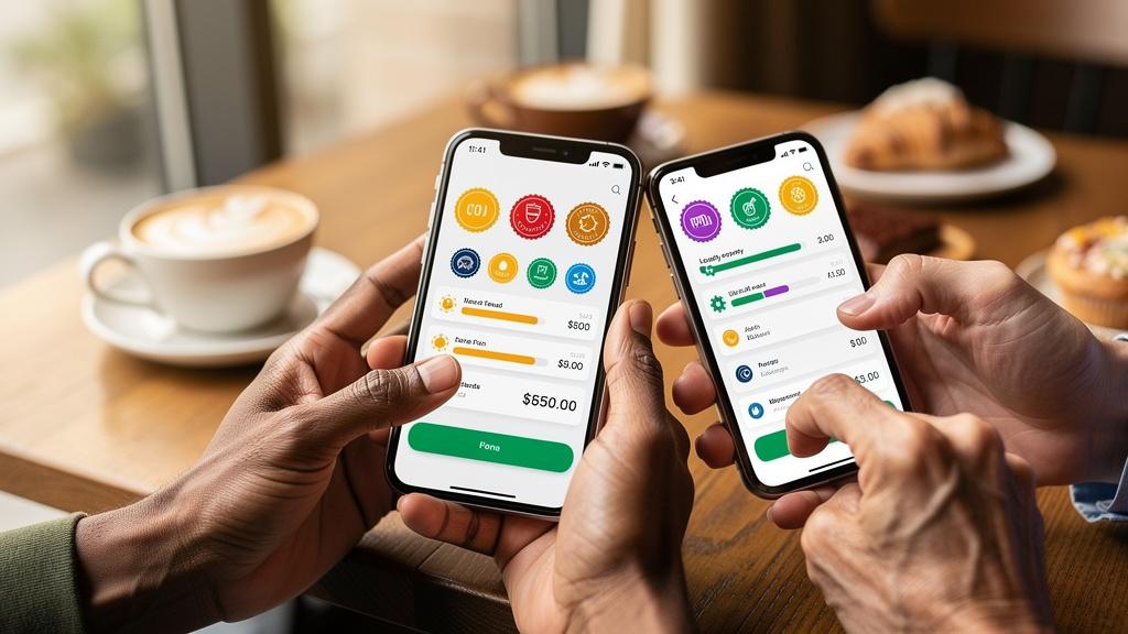 Customers using digital loyalty app on phones