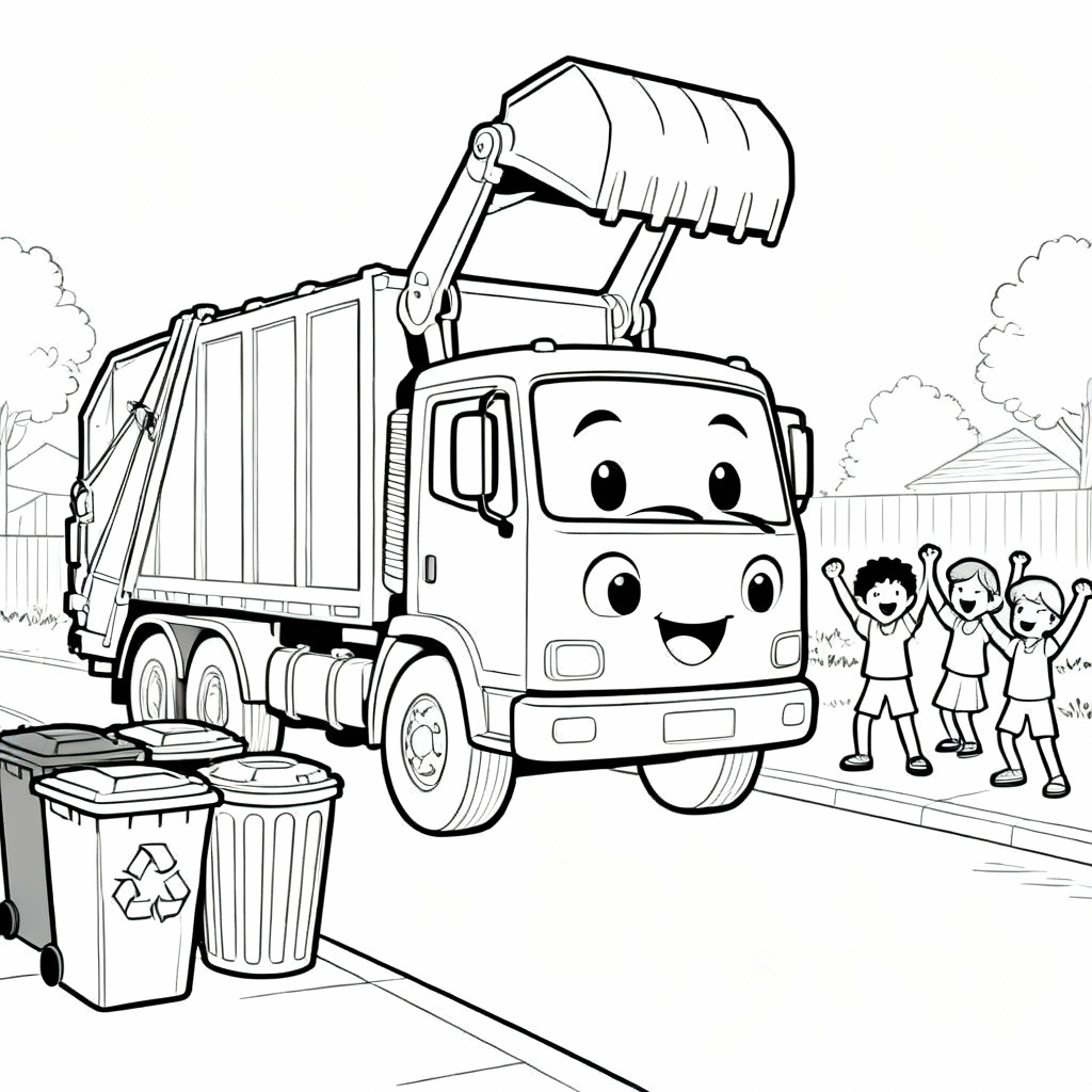 Garbage Truck Coloring Page