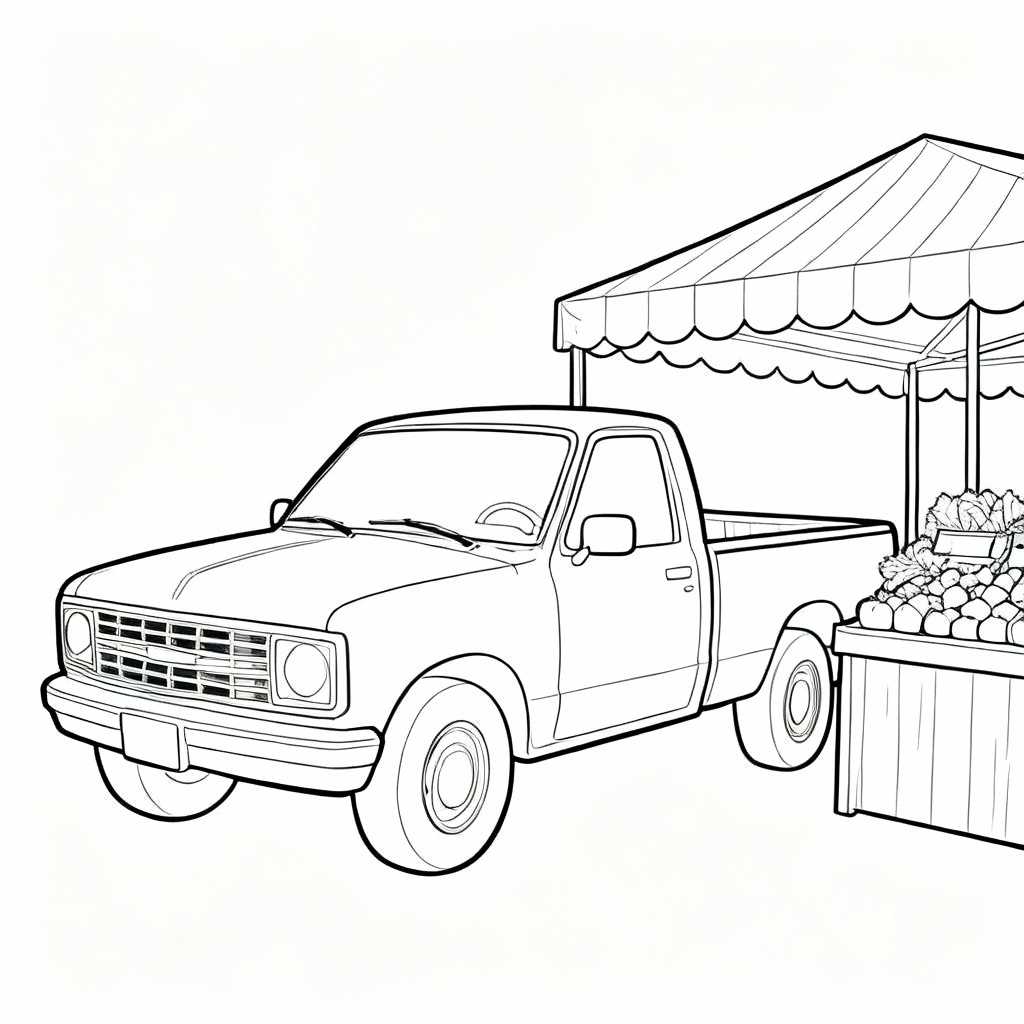 Farmers Market Pickup Coloring Page