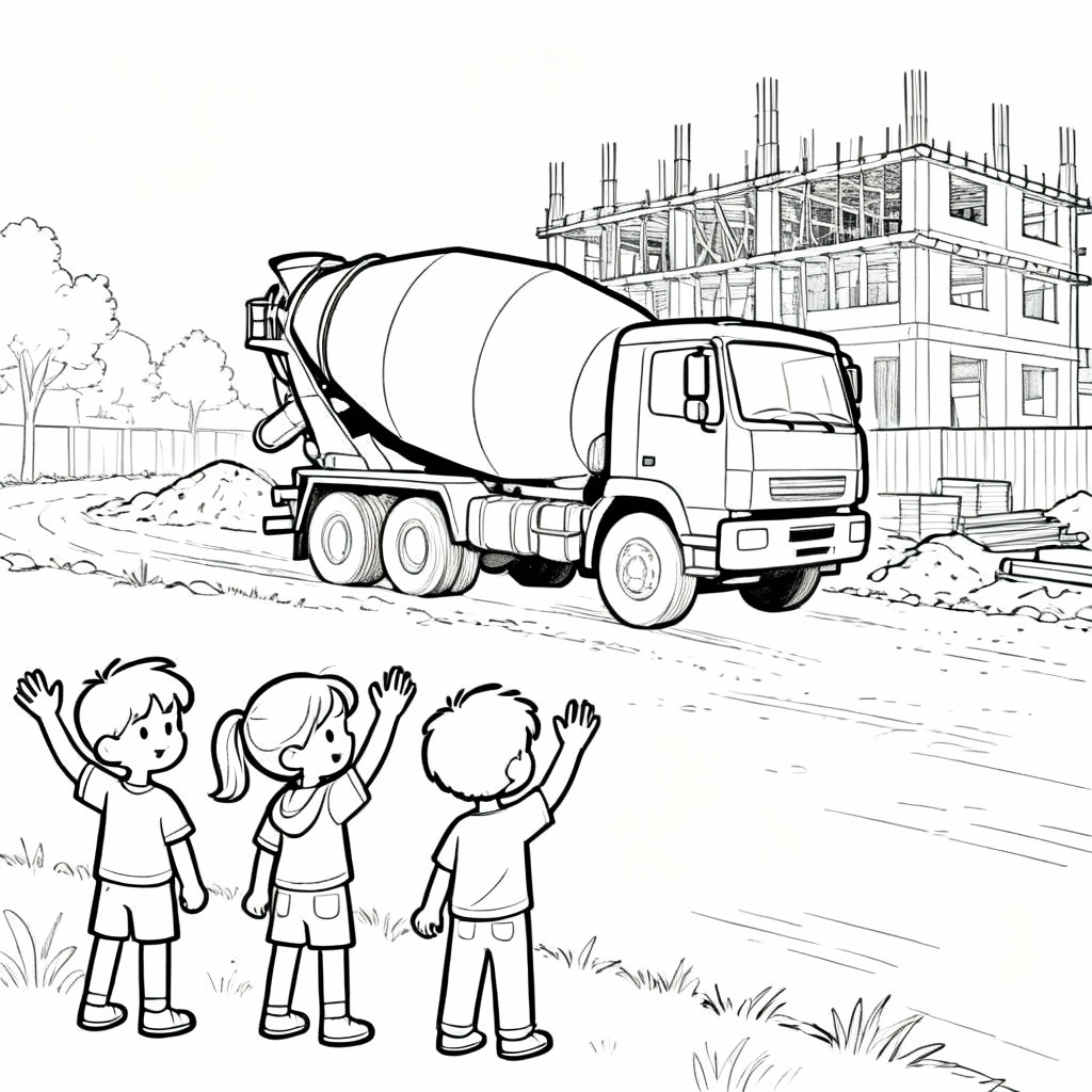 Fun Cement Truck Coloring Page